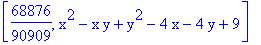 [68876/90909, x^2-x*y+y^2-4*x-4*y+9]